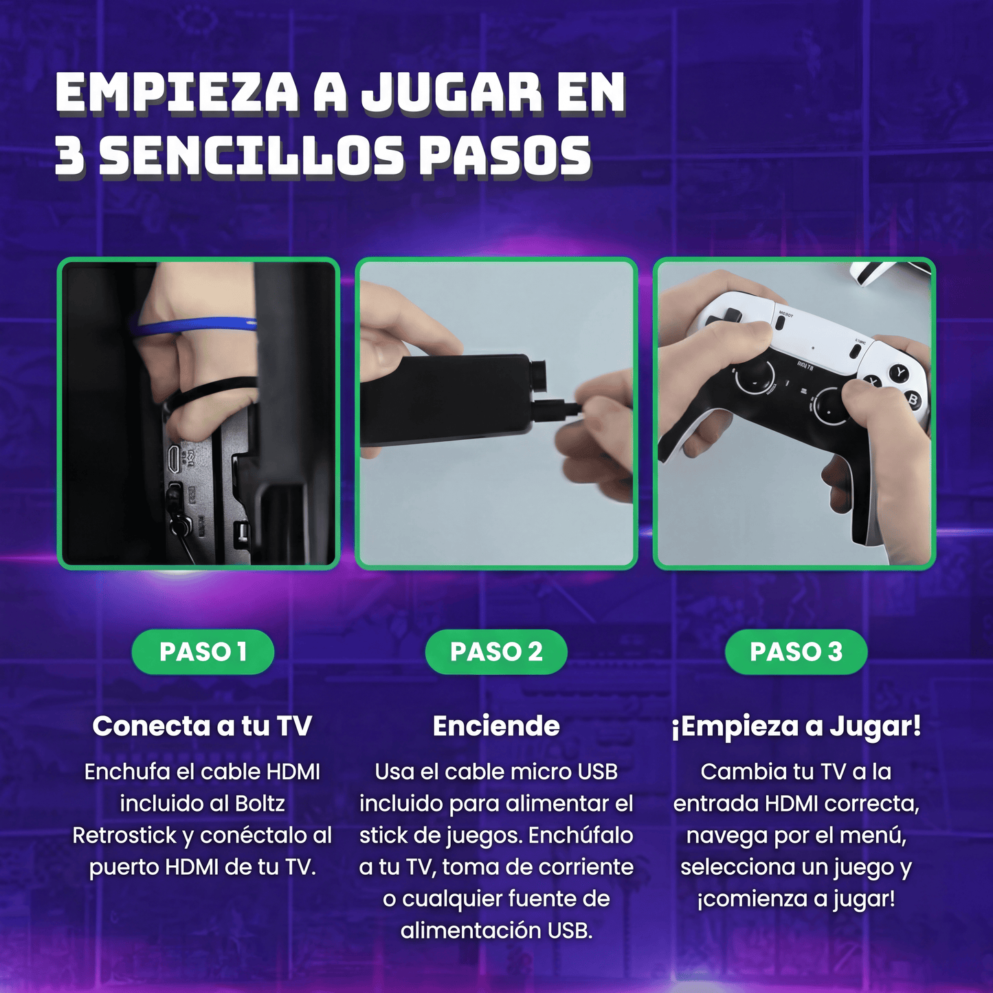 Game Stick 4K con 2 controles inalámbricos – M15 Pro™