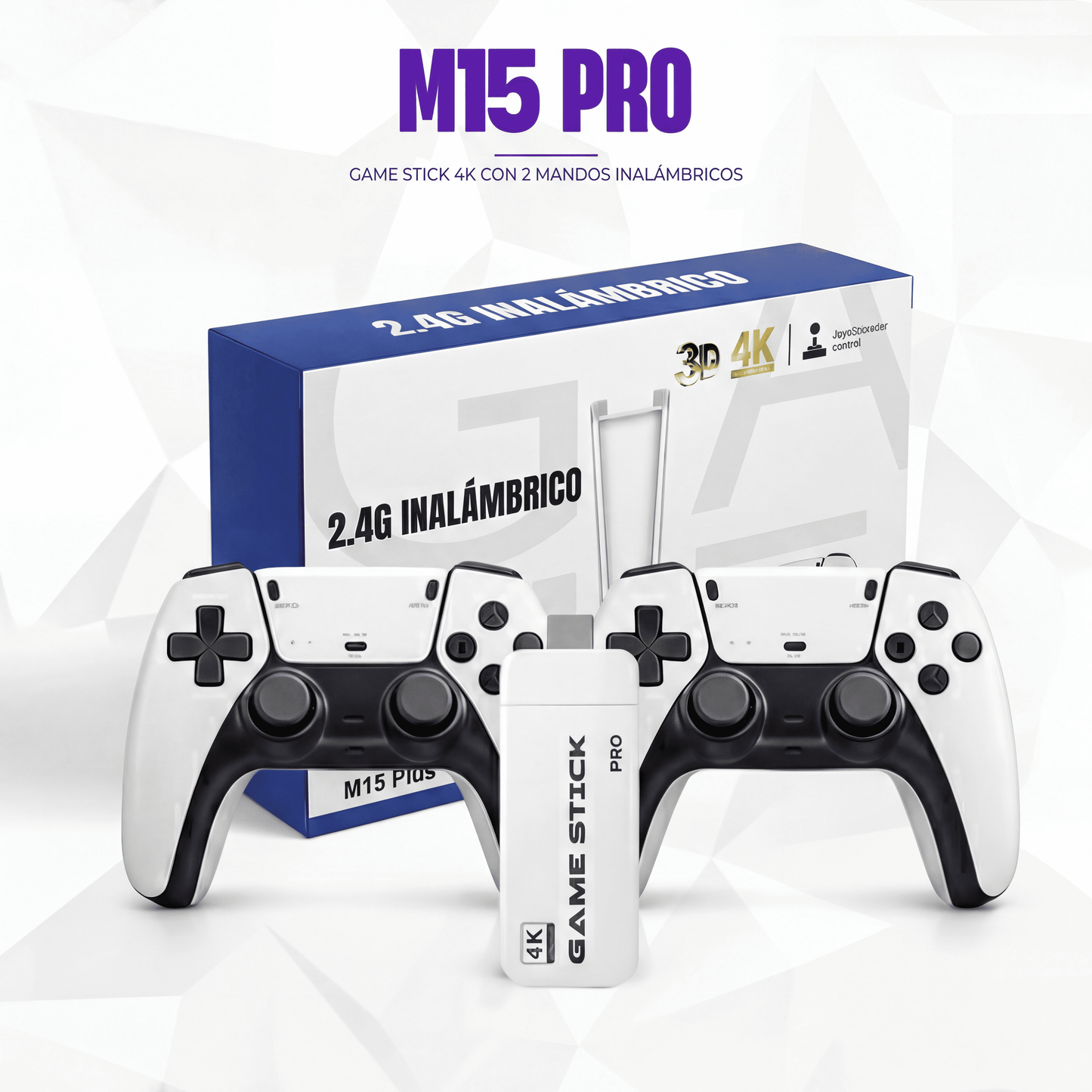 Game Stick 4K con 2 controles inalámbricos – M15 Pro™
